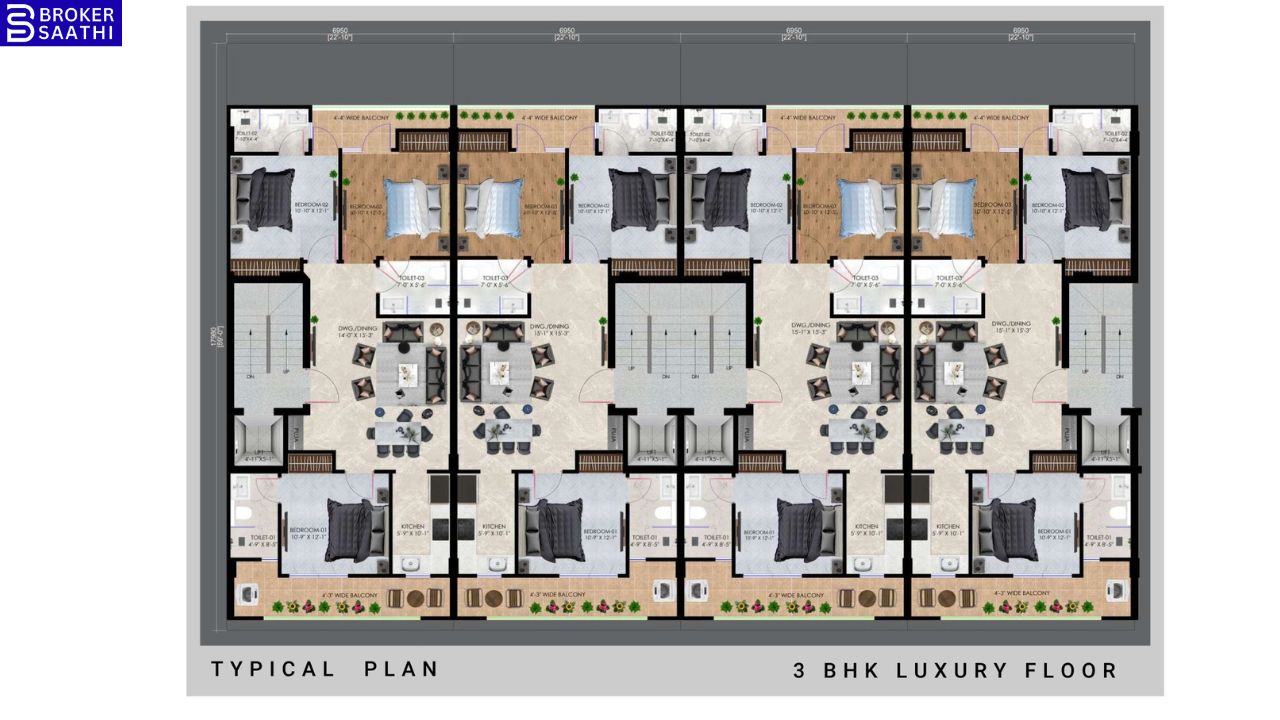 Luxury Floors Trehan Sector 35 Sohna 3BHK Floor Plan