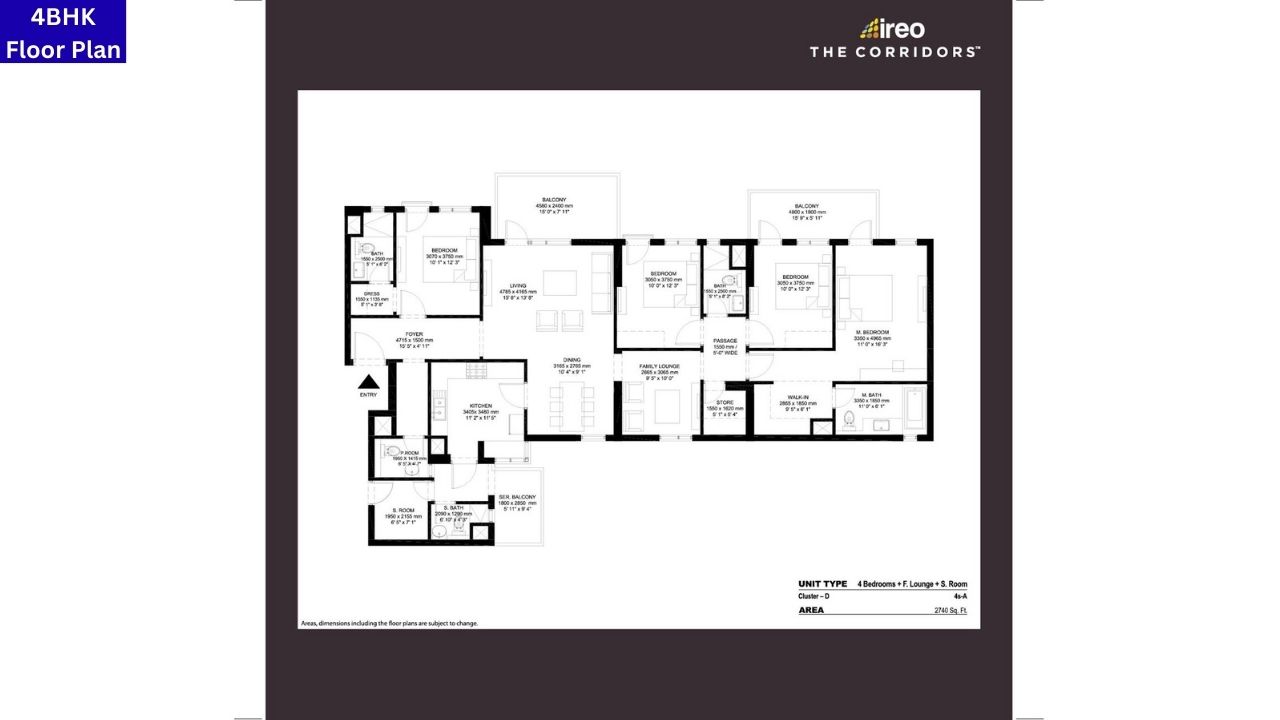 The Corridors IREO Sector 67A Gurgaon 4BHK Floor Plan
