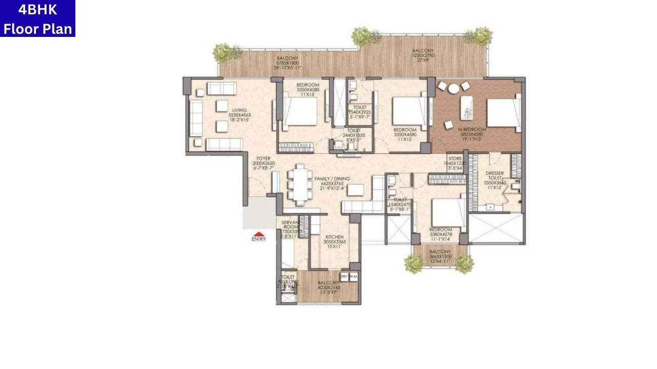 Prateek Canary Sector 150 4BHK Floor Plan