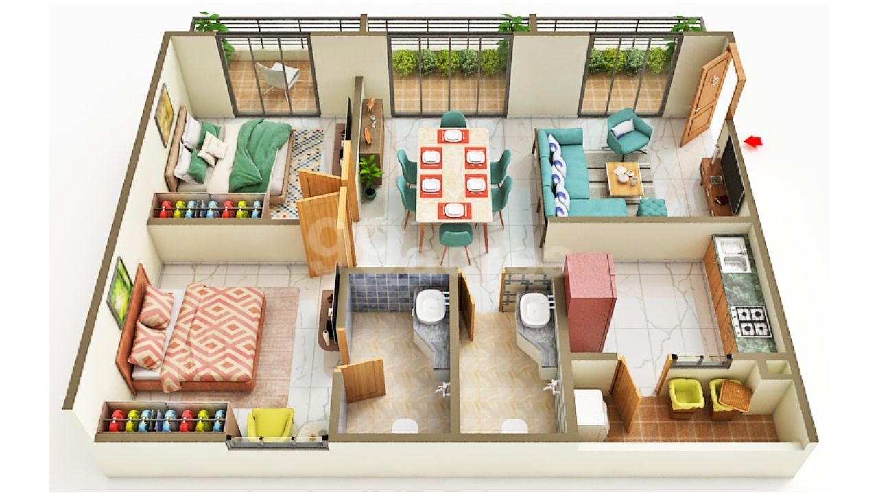 Candeur Eternia Bachupally Hyderabad Floor Plan 2 BHK