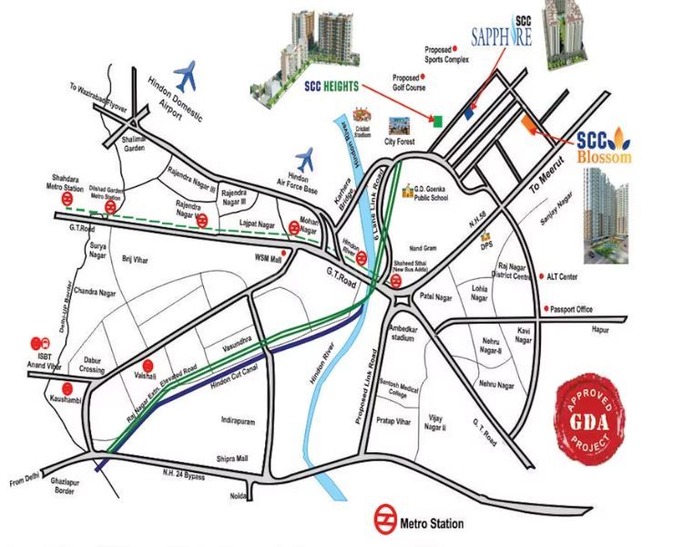 SCC Blossom Raj Nagar Extension Ghaziabad Location Map