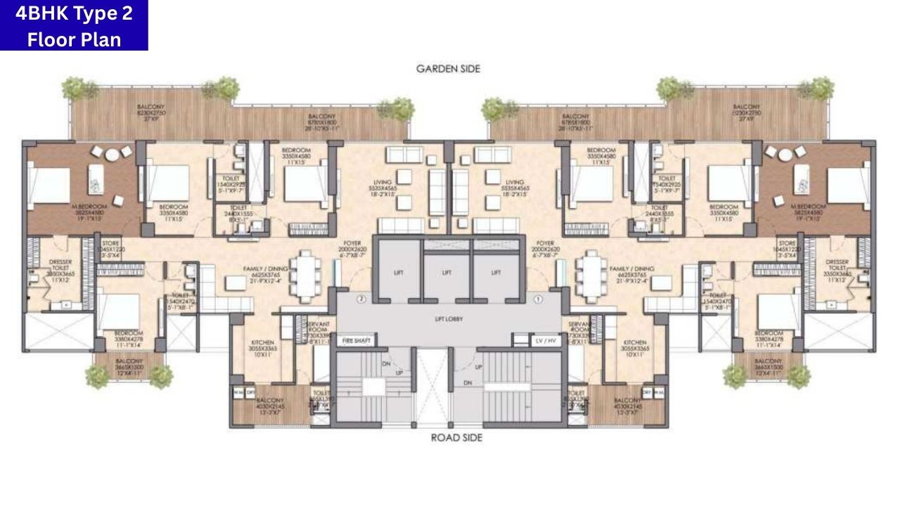 Prateek Canary Sector 150 Noida 4BHK Type Floor Plan