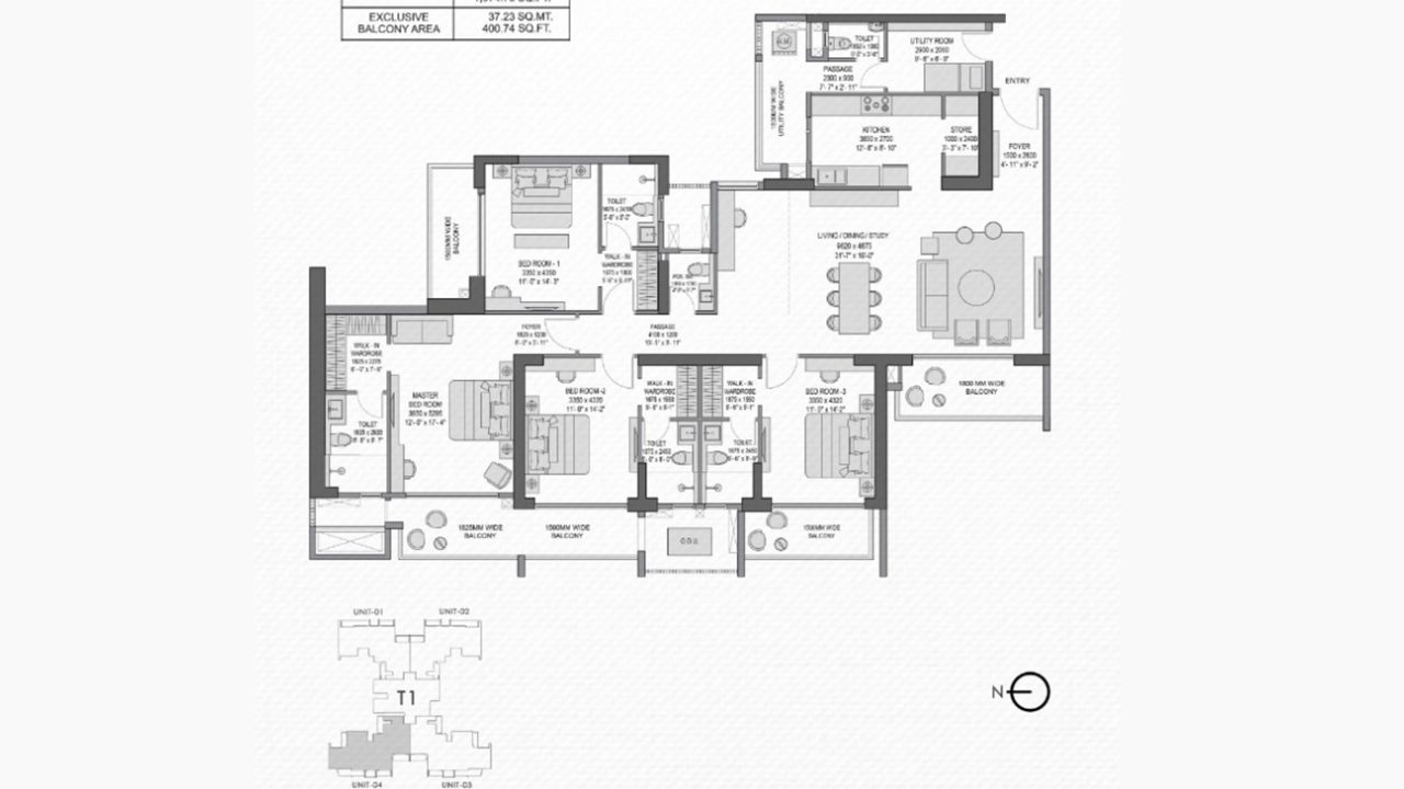 Experion Elements Floor Plan 4 BHK