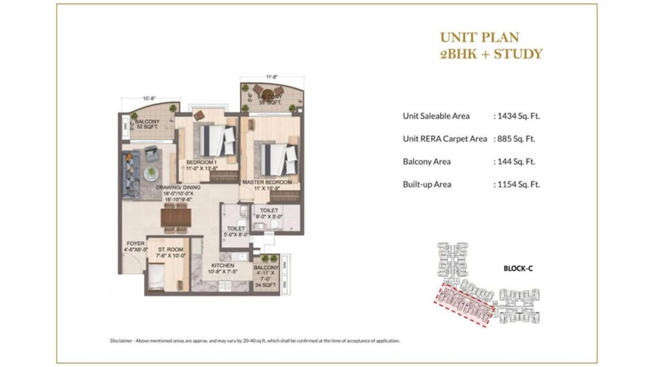 Jashn Elevate Sushant Golf City Lucknow Floor Plan 2 BHK