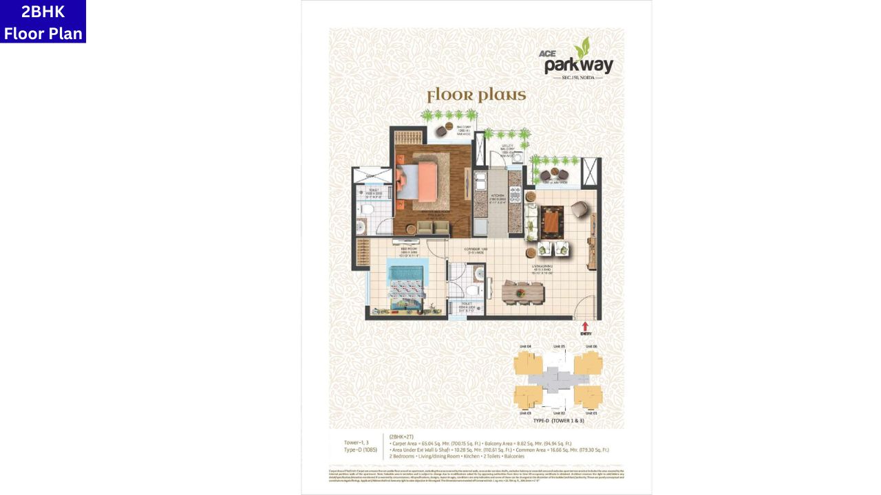 ACE Parkway Sector 150 Noida 2BHK Floor Plan