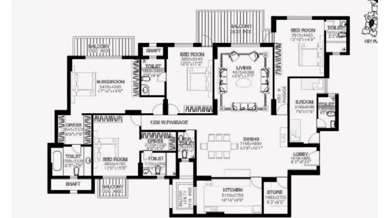 DLF The Summit Sector 54 Floor Plan 4bhk Type 2
