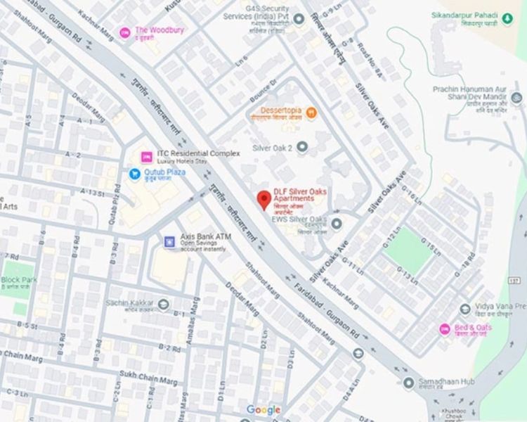DLF Silver Oaks Sector 26 Gurgaon Location Map
