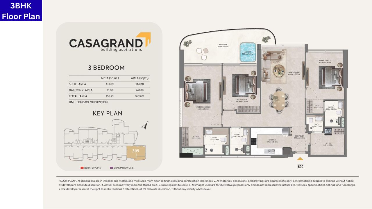 Casagrand Hermina 3BR Floor Plan