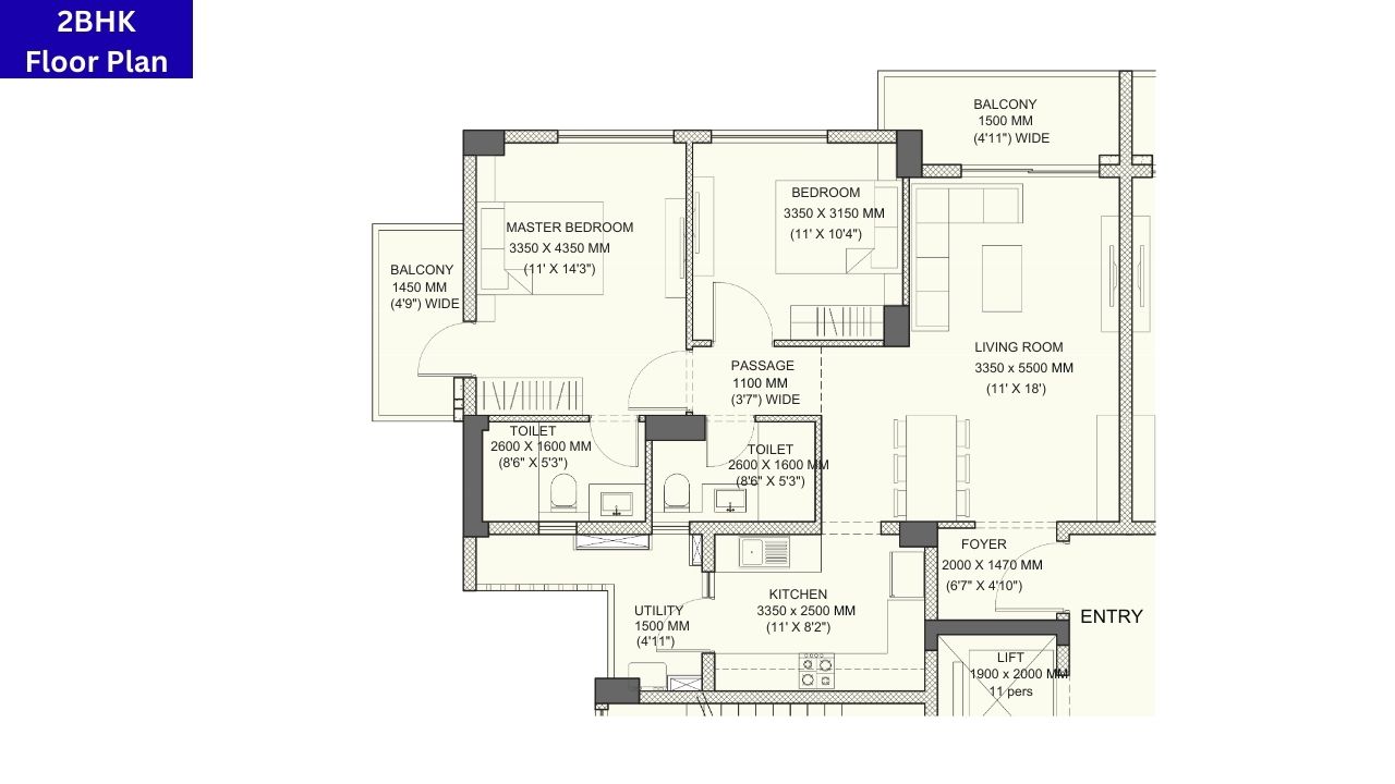 Emaar The 88 2BHK Floor Plan