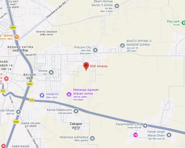 ROF Antares Sector 7B Sohna Location Map 