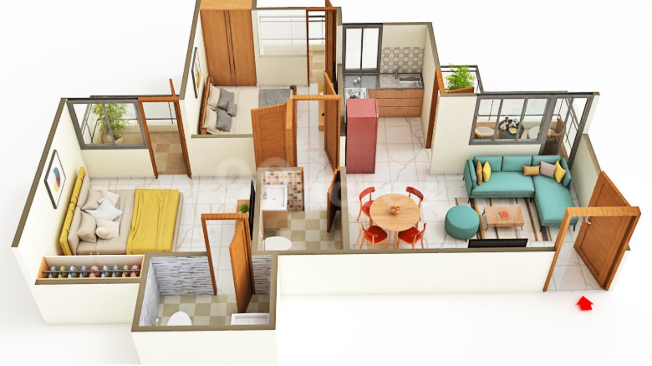 KVD Wind Park Techzone 4 Greater Noida Floor Plan 2 BHK 