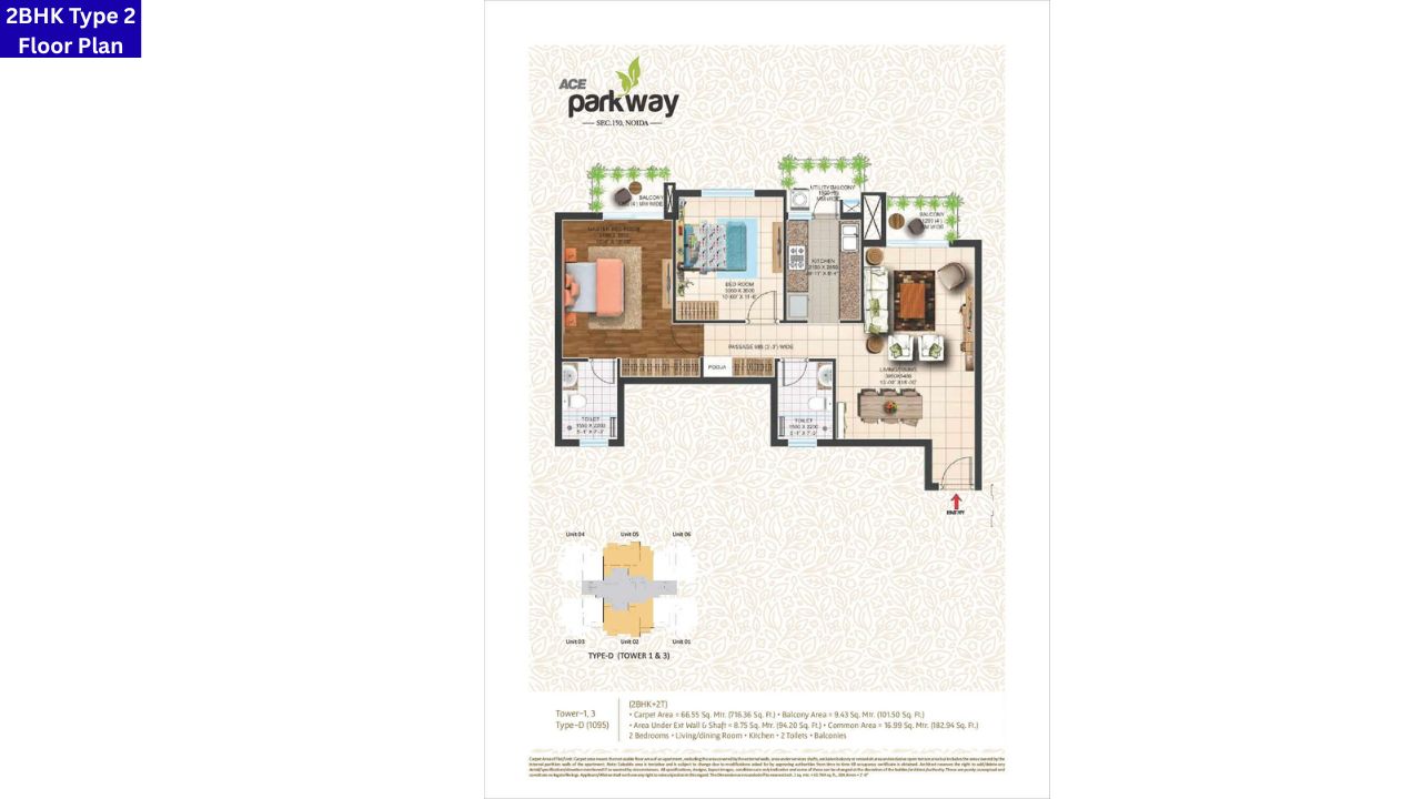 ACE Parkway 2BHK Type 2 Floor Plan Sector 150 Noida