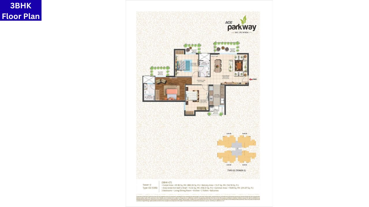 ACE Parkway Noida 3BHK Floor Plan
