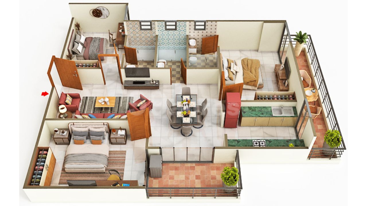 Vardhman Eminara Mansarovar Jaipur Floor Plan 3 BHK