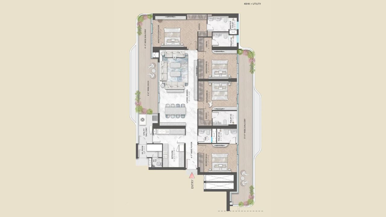Smartworld Elie Saab Residences Floor Plan 4BHK 