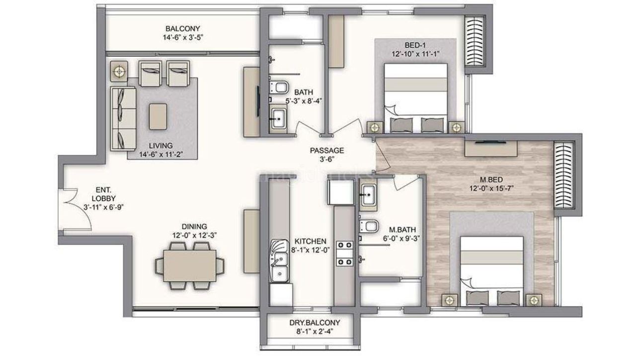  Piramal Vaikunth Floor Plan 2BHK