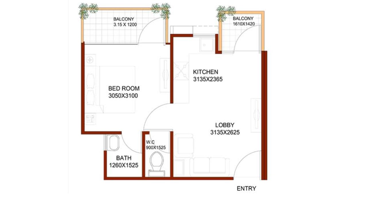 Signature Global Synera Floor Plan 1BHK