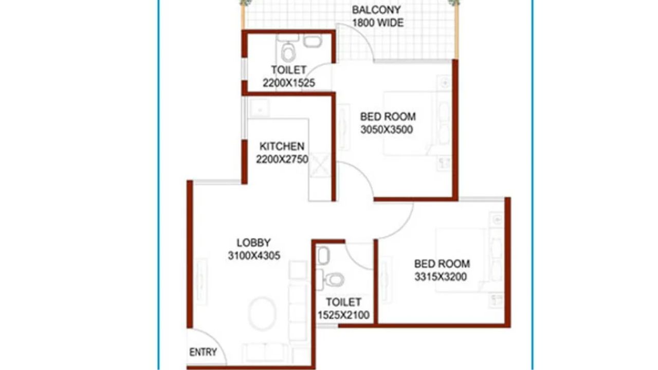 Signature Global Synera Floor Plan 2BHK