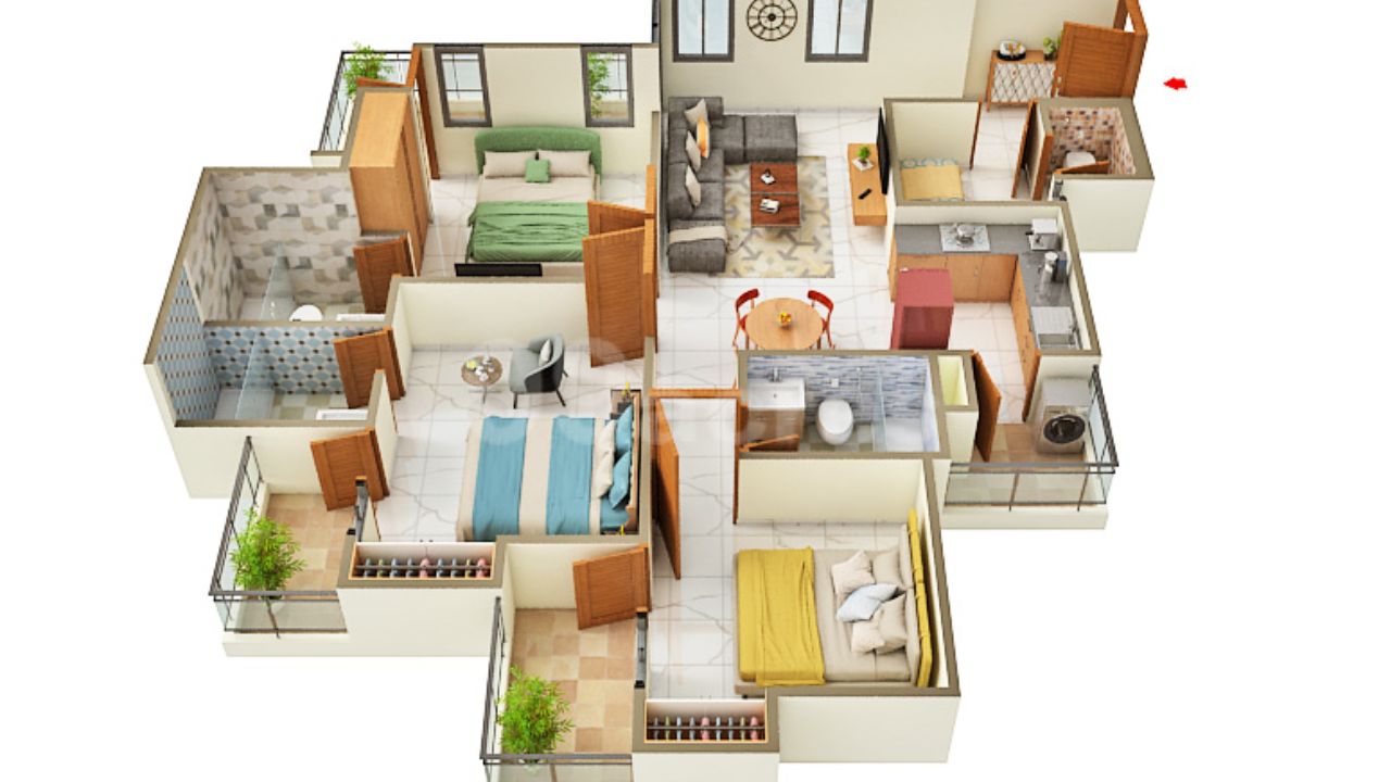 KVD Wind Park Techzone 4 Greater Noida Floor Plan 3 BHK 