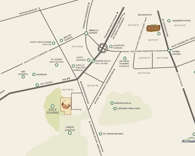 Eldeco Terra and Sol Sector 80 Gurgaon Location Map