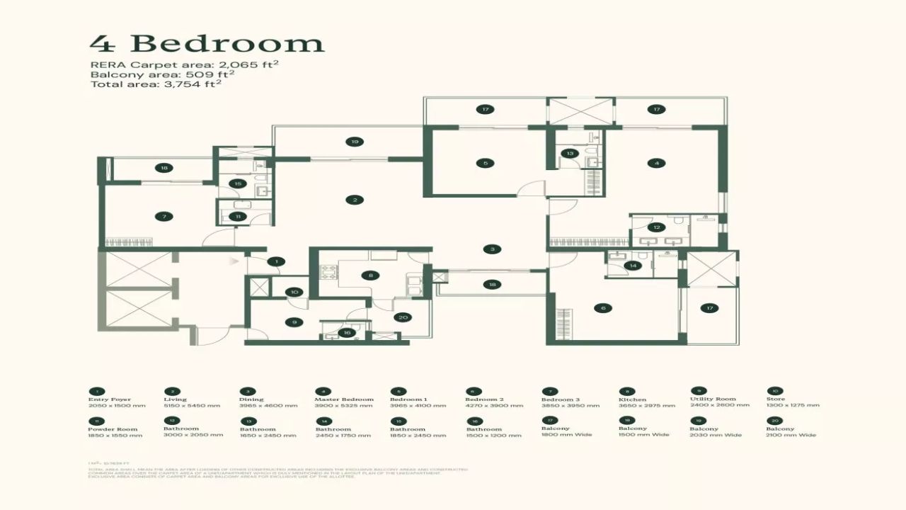 Max Estate 105 Floor Plan 4 BHK