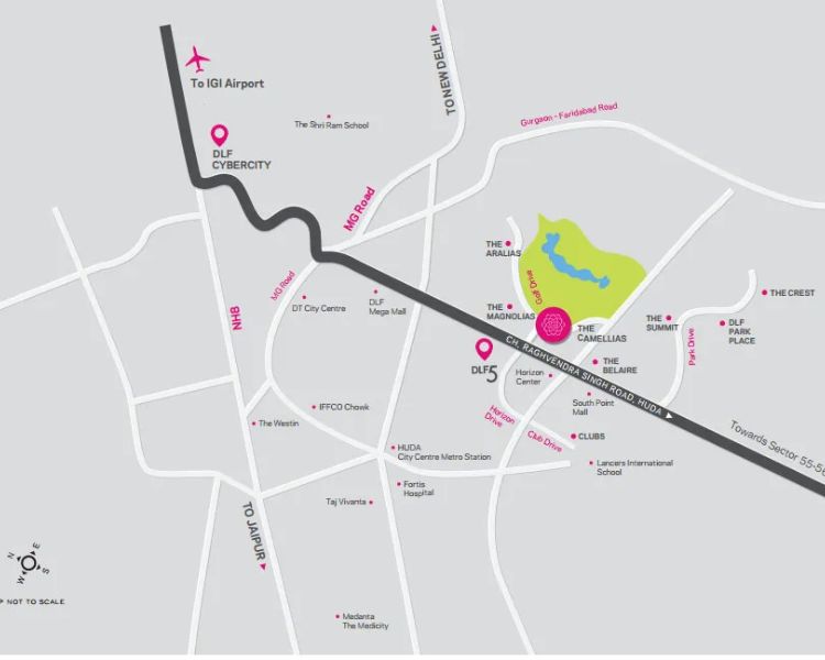 DLF The Aralias Sector 42 Location Map