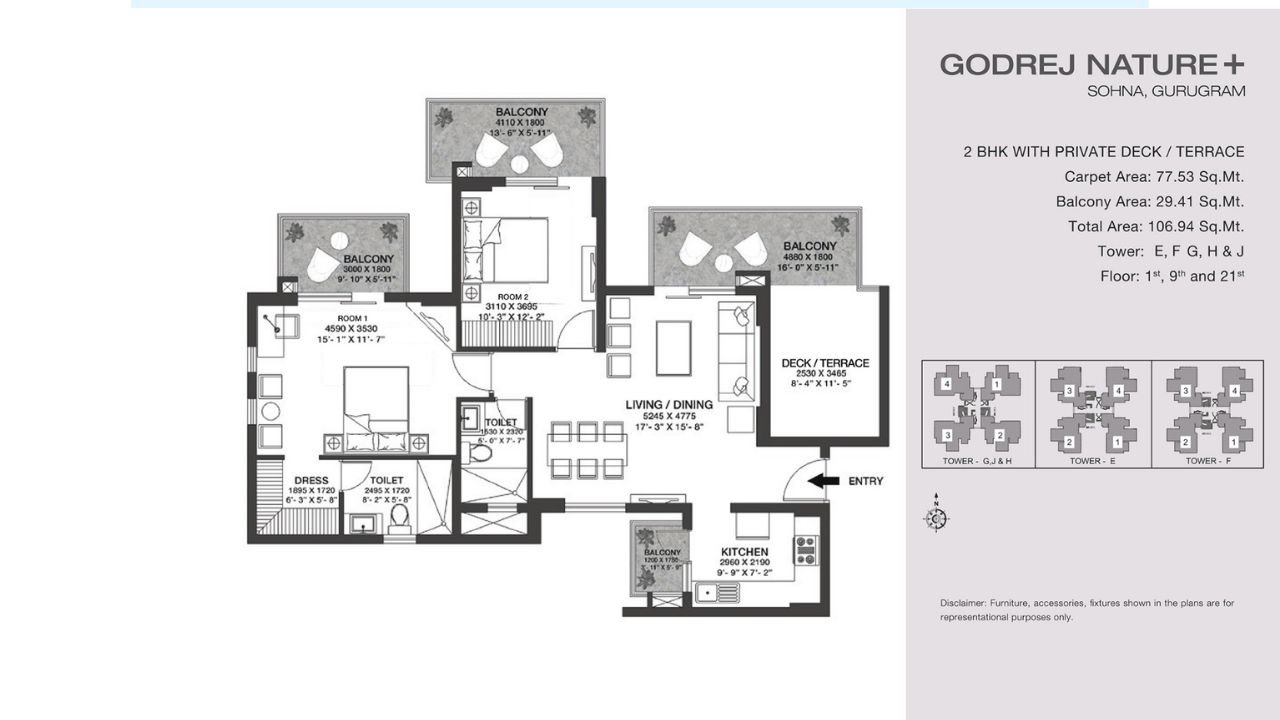 Godrej Nature Plus Sohna 2BHK Type 2 Floor Plan