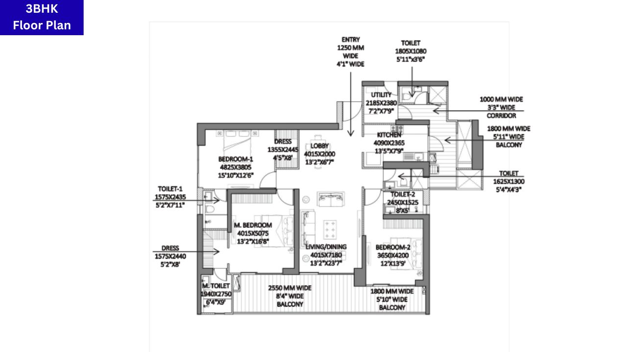 Godrej Miraya 2BHK Floor Plan
