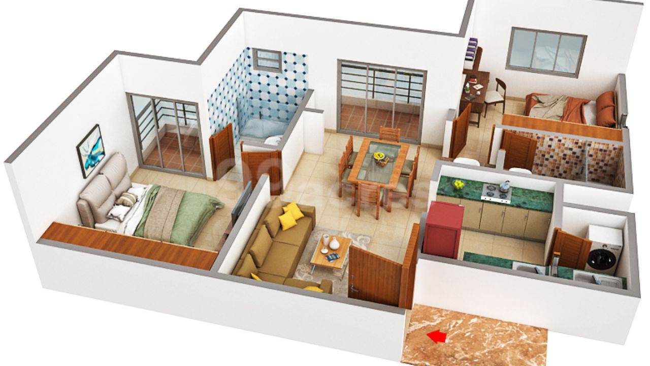Meenakshi High Life Towers Hebbal Bangalore Floor Plan 2 BHK