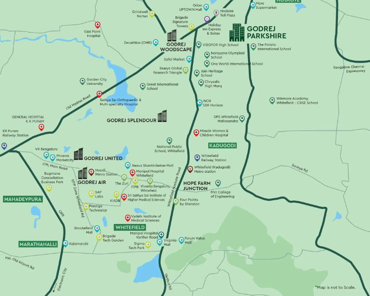 Godrej Parkshire Hoskote Bangalore Location Map