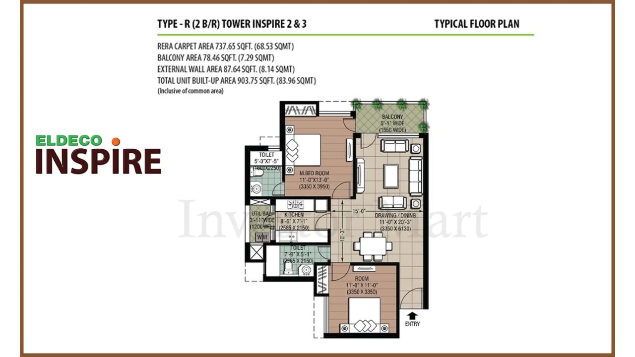 Eldeco Inspire Sector 119 Noida Floor Plan 2BHK