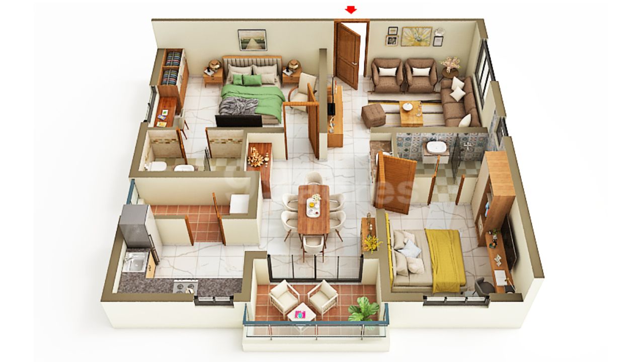 Rajapushpa Sierra Tellapur Hyderabad Floor Plans 2 BHK 