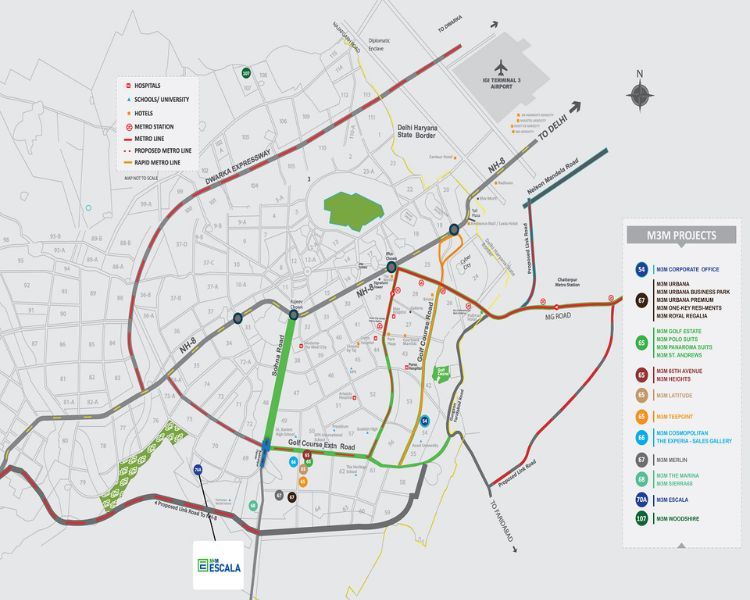M3M Escala Sector 70 Location Map