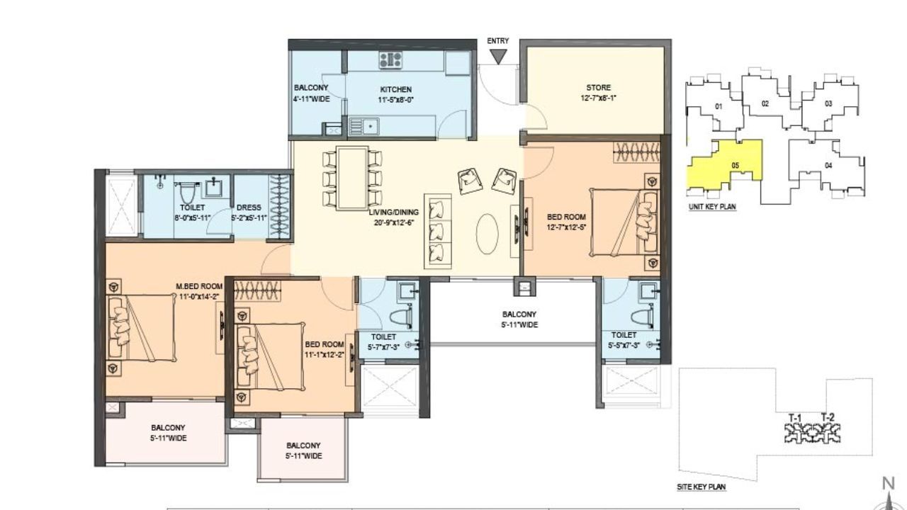 M3M Skywalk	Floor Plan 3BHK Type 2