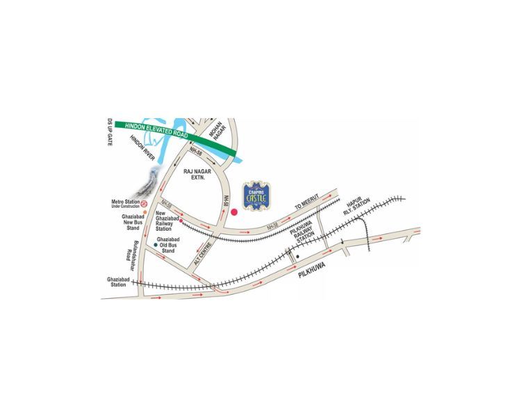 Charms Castle Raj Nagar Extension Location Map