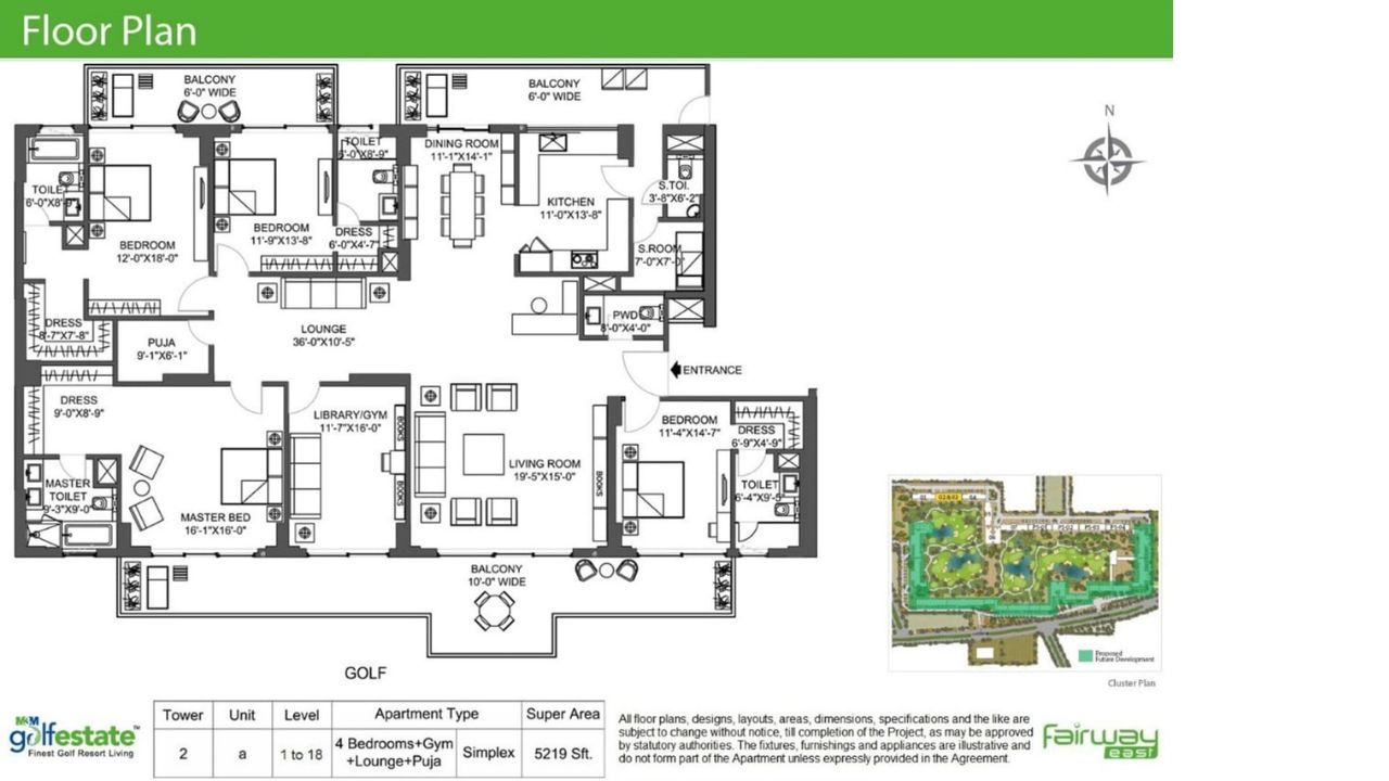 M3M Golf Estate Gurgaon Floor Plan