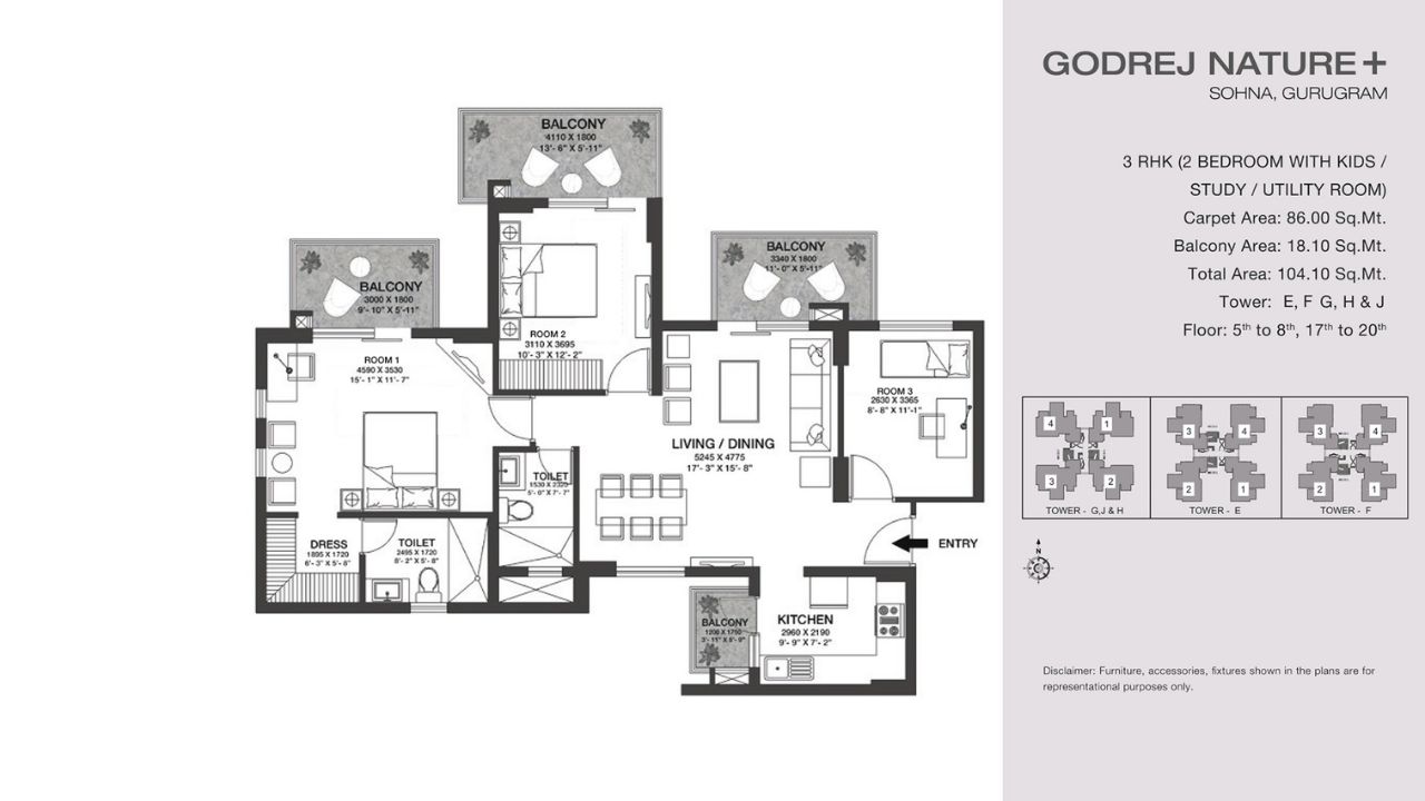 Nature Plus Gurgaon 3BHK Floor Plan