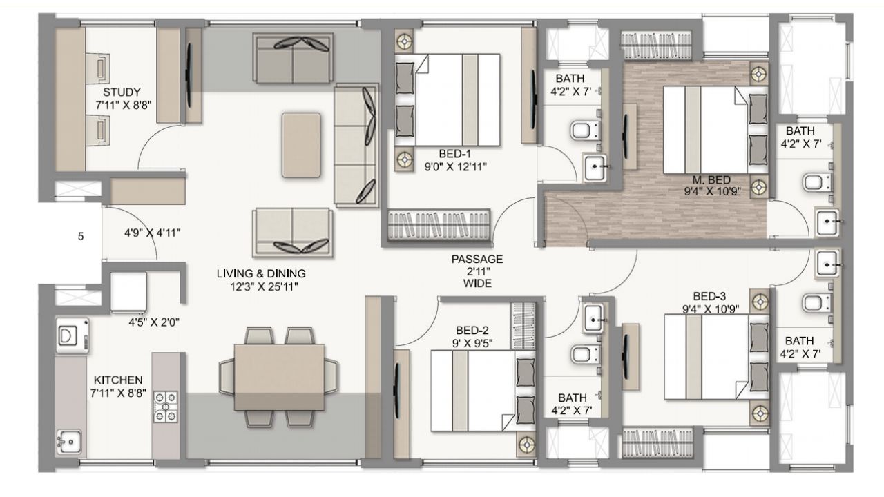  Piramal Vaikunth Floor Plan 4BHK