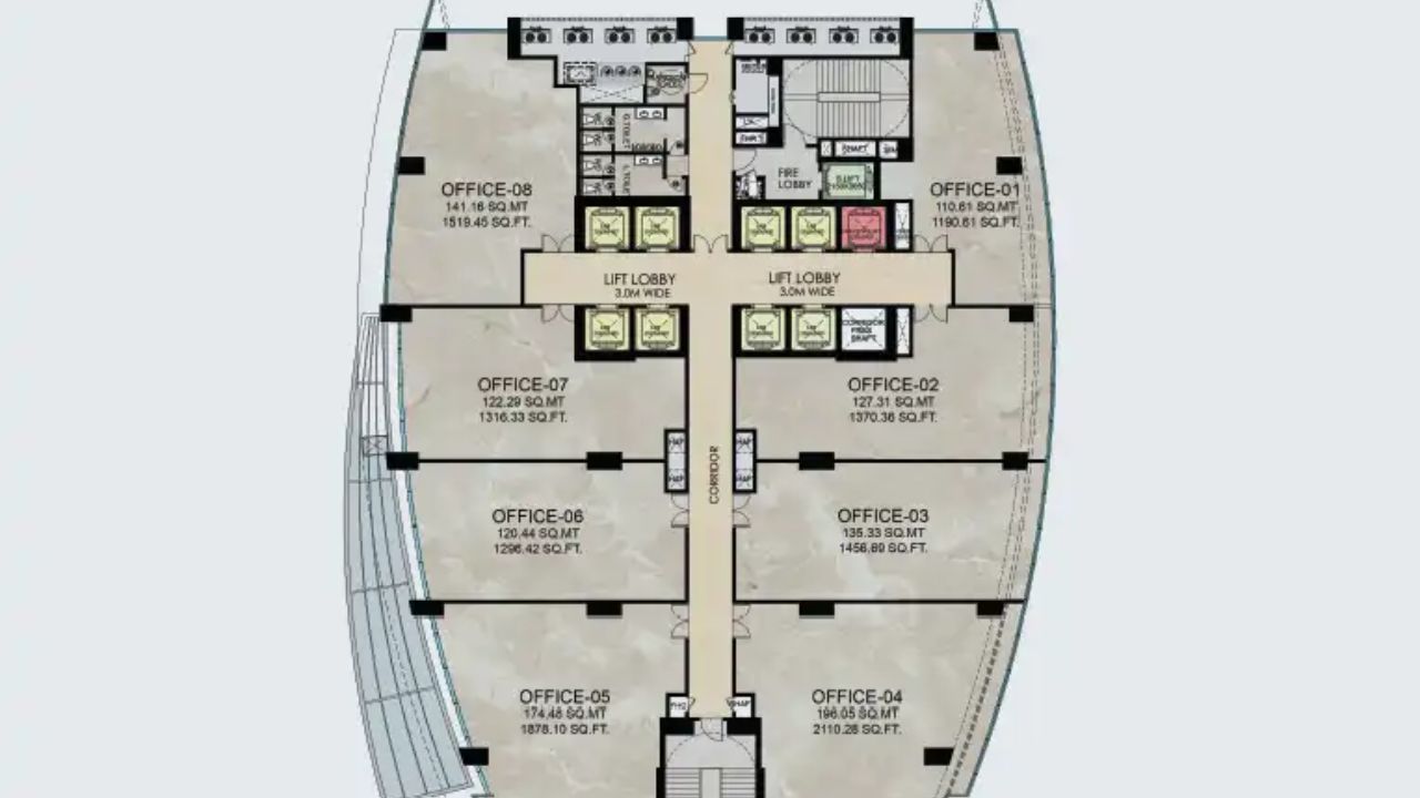Shalimar Business District Tower 1 Gomti Nagar Extension Lucknow Floor Plan Second Floor