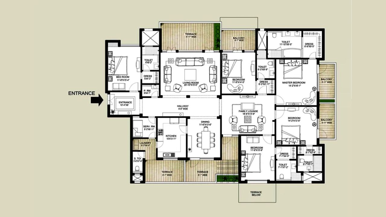 Emaar Palm Terraces Sector 66 Gurgaon Floor Plan 5BHK