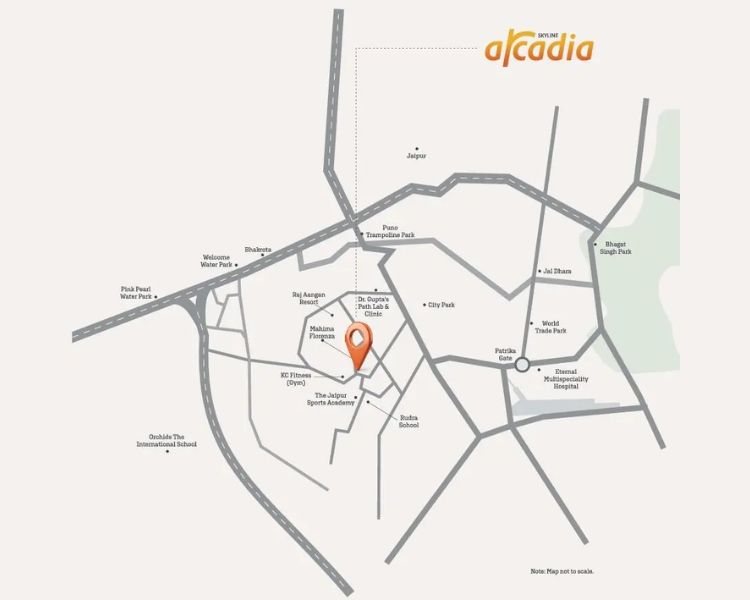 Skyline Arcadia Mansarovar Jaipur Location Map