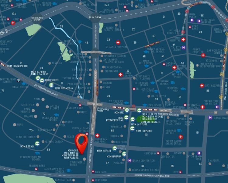 M3M The Flora Sector 68 Location Map
