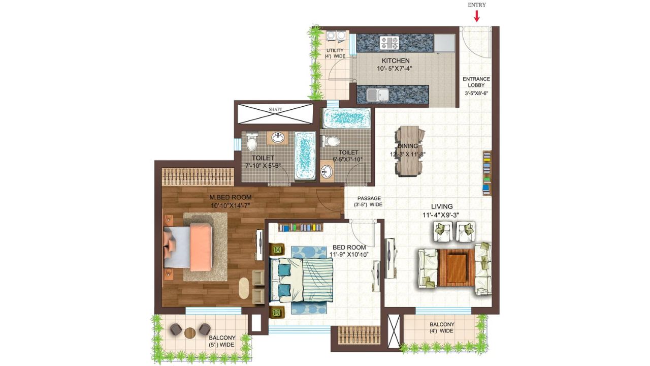 ACE Golfshire Floor Plan 2BHK