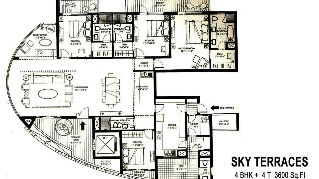Emaar MGF The Palm Drive Floor Plan 4BHK
