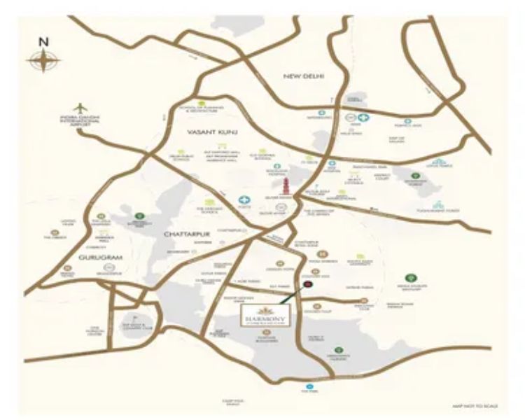 JM UNIX Homes Chattarpur South Delhi Location Map