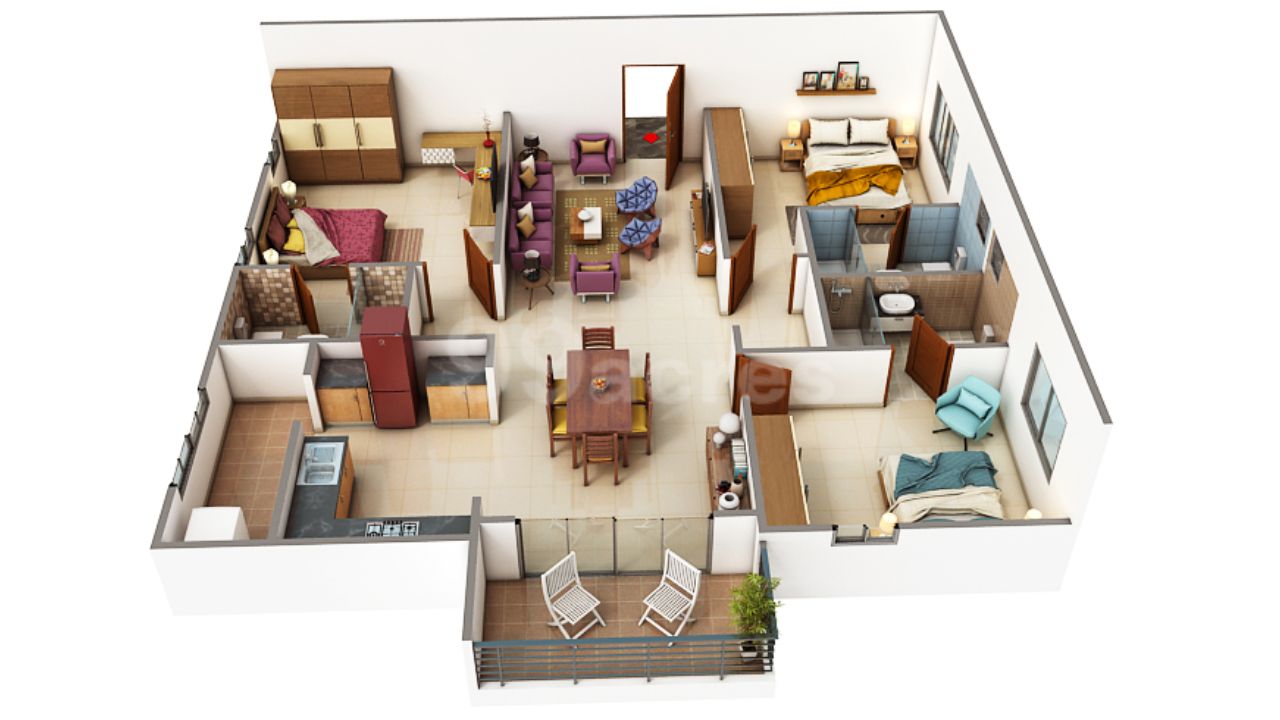 Ramky One Odyssey Kokapet Hyderabad Floor Plan 3 BHK