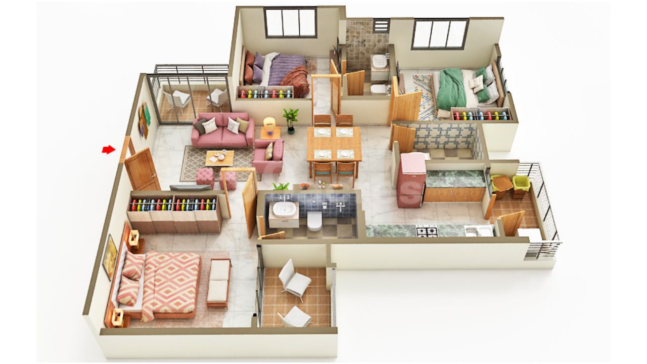 HM Scottsville Sarjapur Road Bangalore Floor  Plan 3 Bhk 