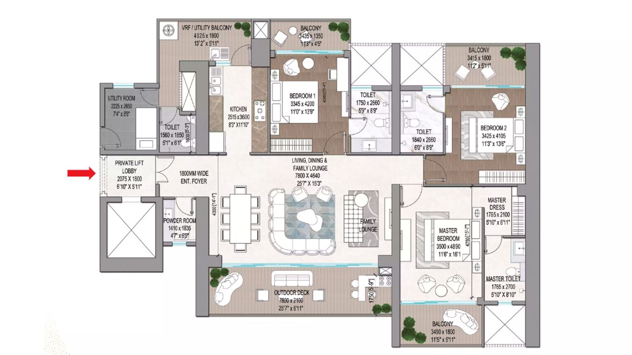 Signature Global Roselia Gurgaon Floor Plan 3BHK