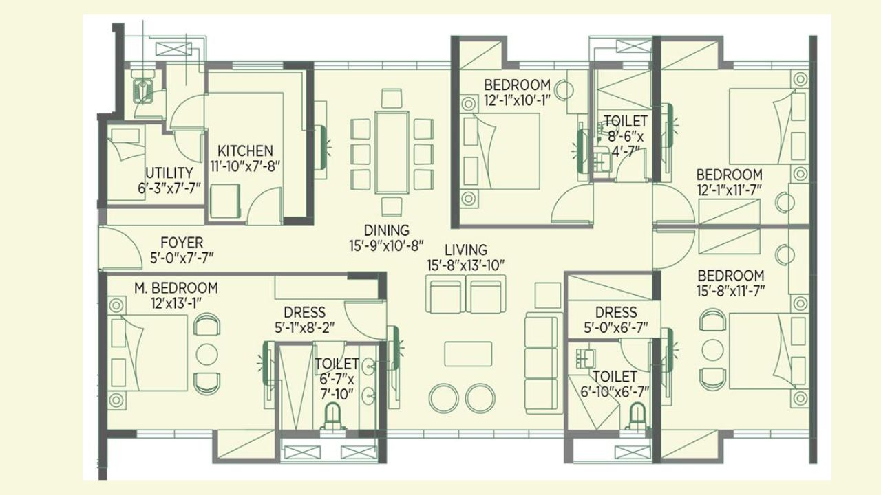 Badhwar Apartments Floor Plan 4 BHK