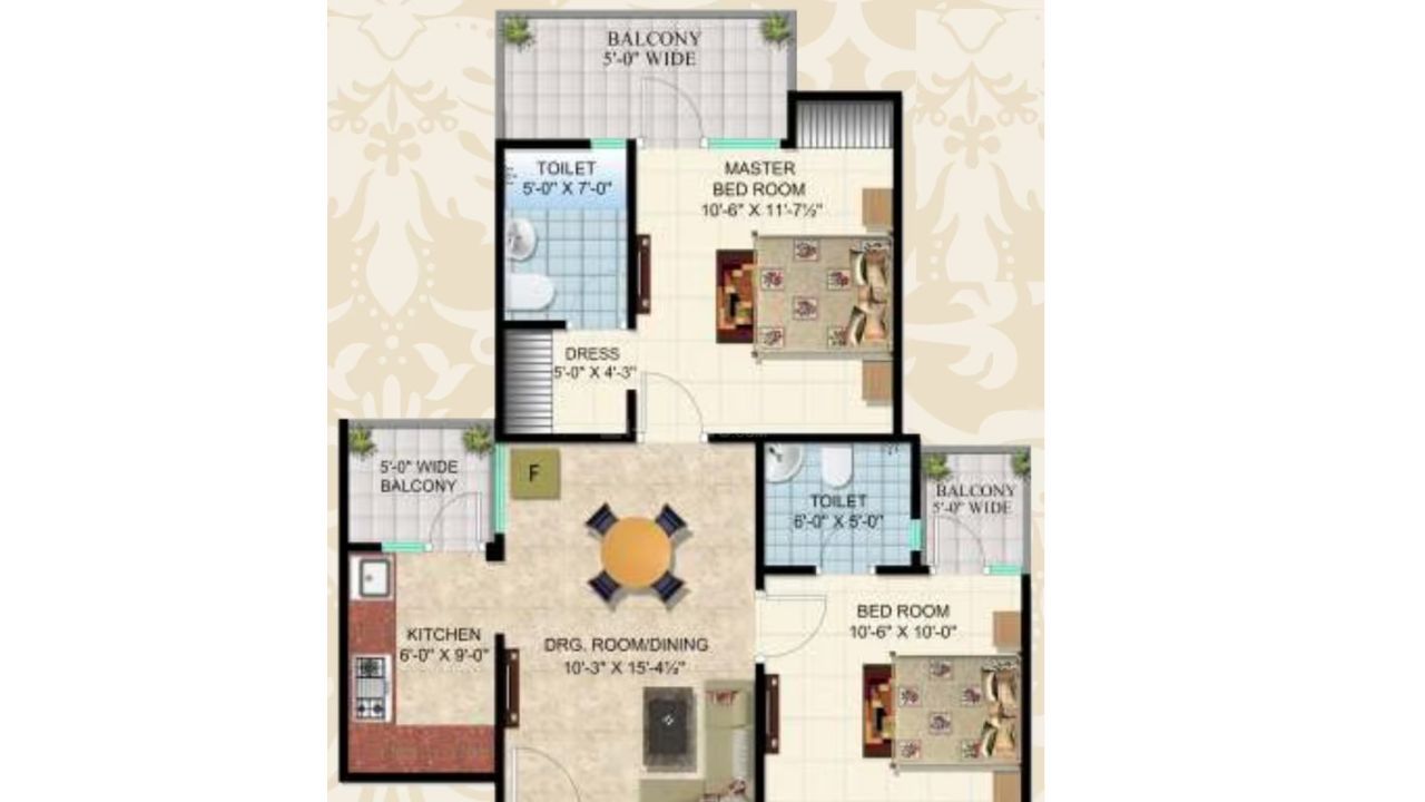 SCC Blossom floor Plan 2BHK Type 2